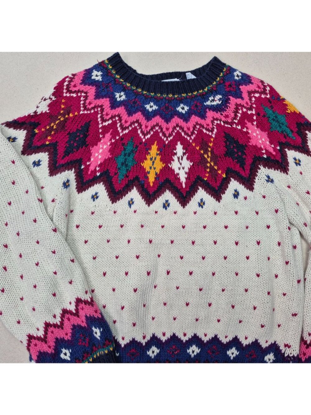 Cape Isle Knitters Women's Knit Long Sleeve White/Red/Blue Sweater Sz M VINTAGE! - Picture 3 of 9